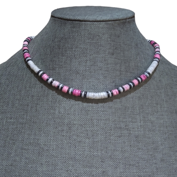 Surf Necklace Surfer Necklace ,White,Pink black shell necklace - Picture 3 of 15